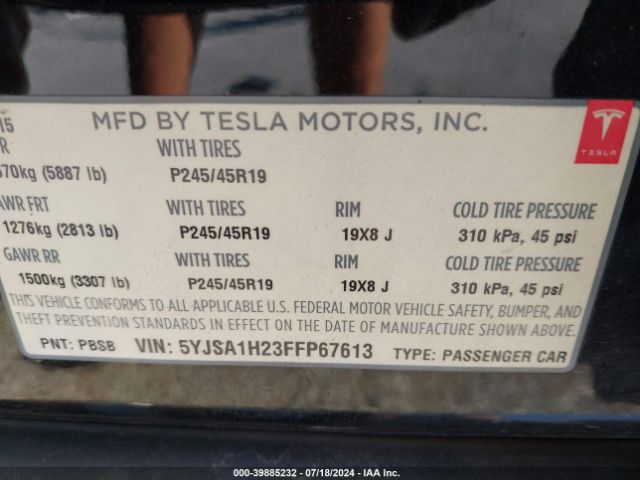5YJSA1H23FFP67613 Tesla Model S 70d/85d/p85d