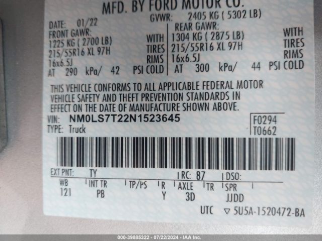 NM0LS7T22N1523645 Ford Transit Connect Xlt