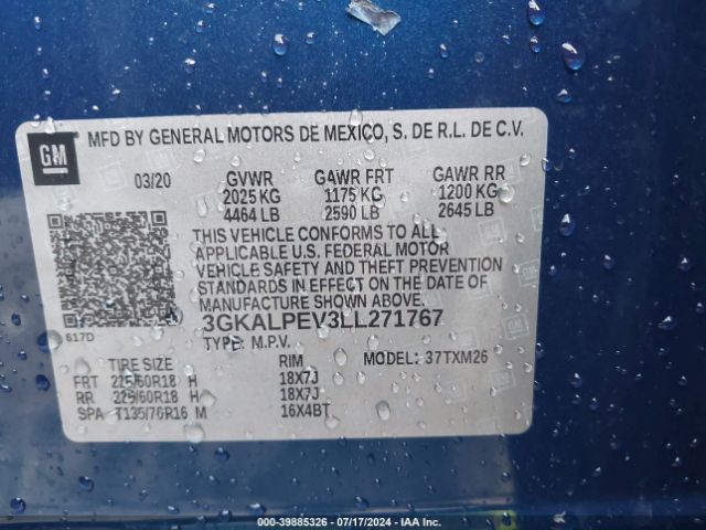 3GKALPEV3LL271767 GMC Terrain Fwd Slt