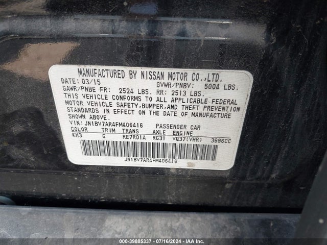 JN1BV7AR4FM406416 Infiniti Q50 Premium