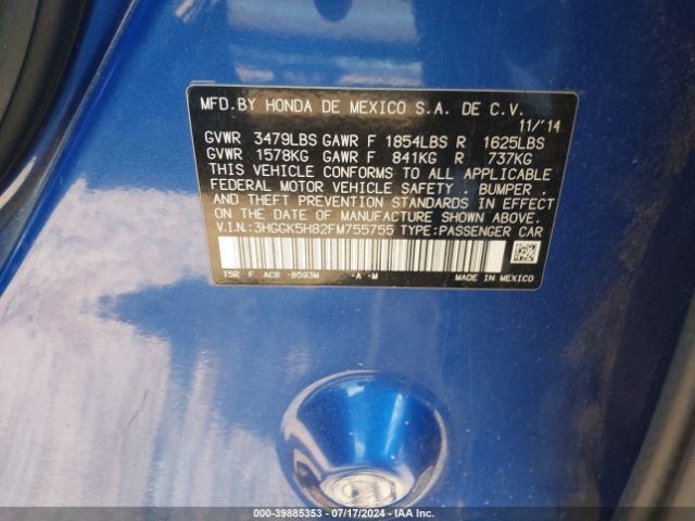 3HGGK5H82FM755755 Honda Fit Ex/ex-l