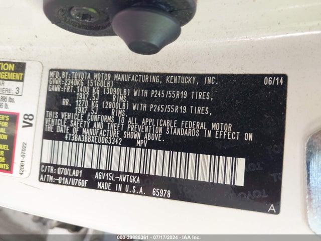 Toyota Venza Xle 2014 4T3BA3BBXEU063342 Image 9