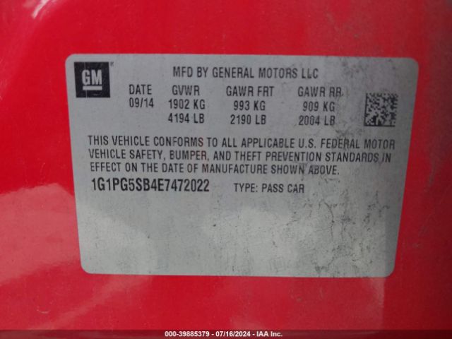 1G1PG5SB4E7472022 Chevrolet CRUZE LTZ