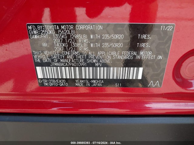 Toyota Bz4x Limited 2023 JTMABACA7PA010991 Image 9