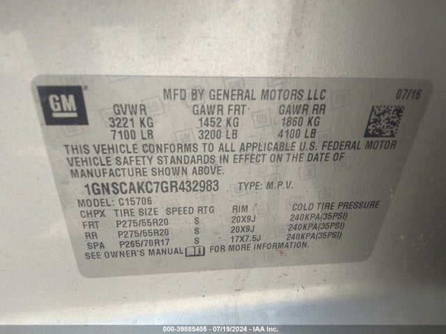Chevrolet Tahoe Ls 2016 1GNSCAKC7GR432983 Image 9