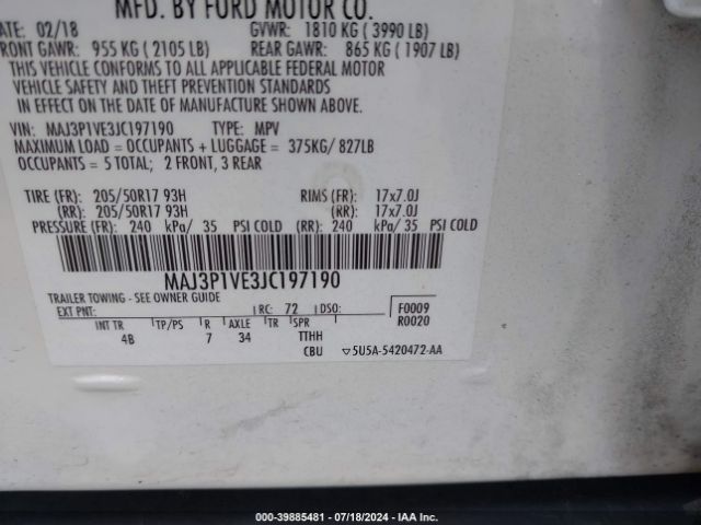 MAJ3P1VE3JC197190 Ford Ecosport Titanium