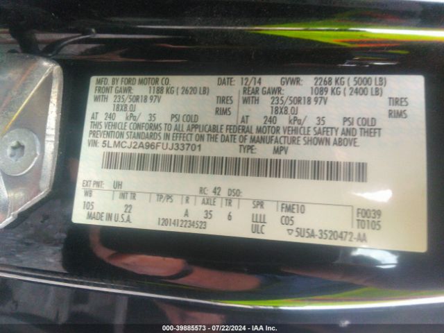 5LMCJ2A96FUJ33701 Lincoln MKC
