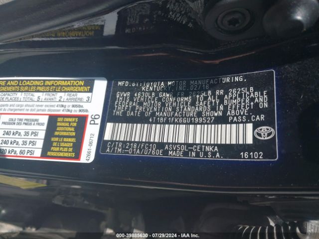 4T1BF1FK6GU199527 Toyota CAMRY LE