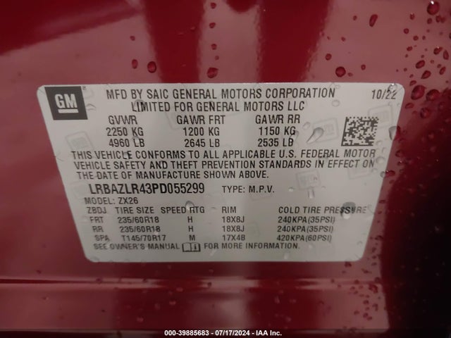 LRBAZLR43PD055299 Buick Envision Preferred Fwd