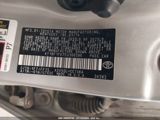 Toyota CAMRY SE 2014 4T1BF1FK7EU366586 Image 9