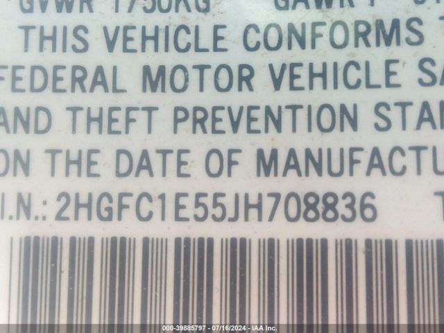 2HGFC1E55JH708836 Honda CIVIC SI
