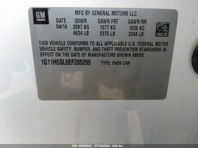 Chevrolet Malibu 1lz 2014 1G11H5SL8EF285299 Image 9