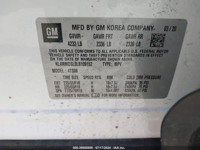 KL4MMDSL8LB109152 Buick Encore Gx Fwd Select