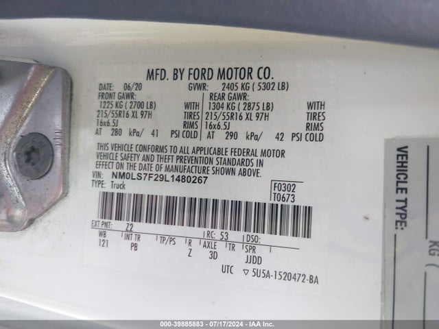 Ford Transit Connect Xlt 2020 NM0LS7F29L1480267 Image 9