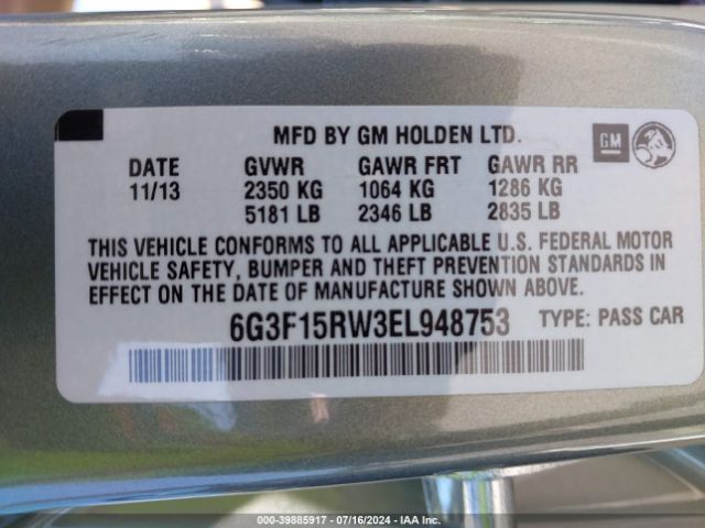 6G3F15RW3EL948753 Chevrolet SS