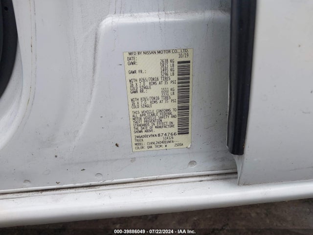 Nissan Frontier Sv 2019 1N6AD0EV9KN874766 Image 9