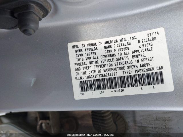 1HGCR2F3XEA286720 Honda ACCORD LX