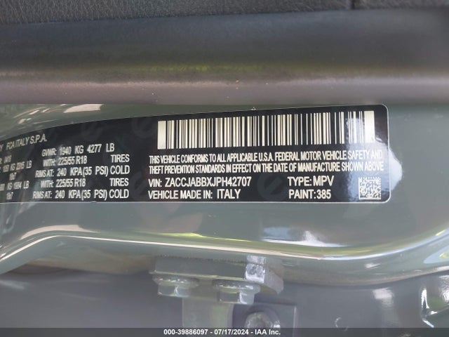 ZACCJABBXJPH42707 Jeep Renegade Altitude Fwd