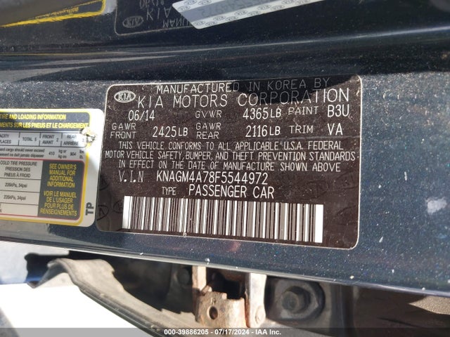 KIA Optima Lx 2015 KNAGM4A78F5544972 Image 9