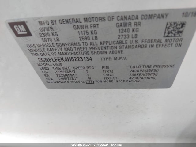 Chevrolet EQUINOX LT 2017 2GNFLFEK4H6223134 Image 9