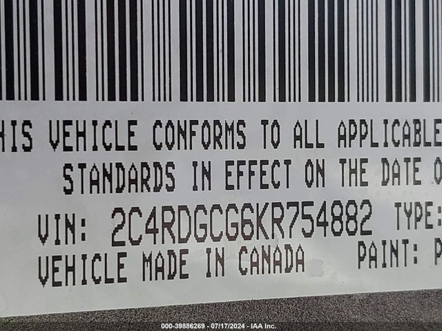 Dodge Grand Caravan Sxt 2019 2C4RDGCG6KR754882 Image 9