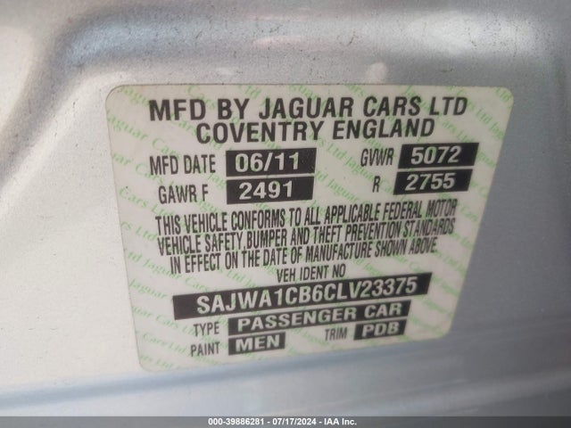 2012 JAGUAR XJ SAJWA1CB6CLV23375 Photo 8