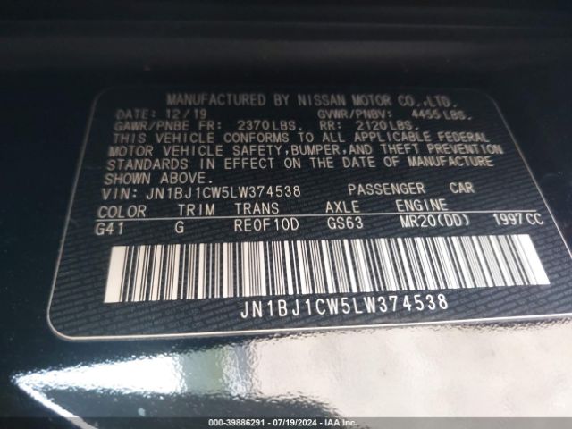 JN1BJ1CW5LW374538 Nissan Rogue Sport S Awd Xtronic Cvt