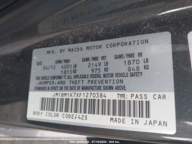 JM1BM1K7XF1270384 Mazda 3 SPORT