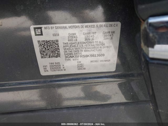 3GNKBFRS8KS613609 Chevrolet Blazer Premier
