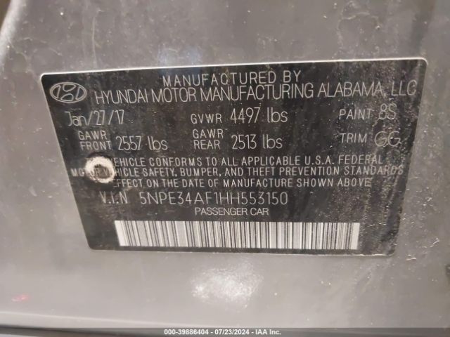 5NPE34AF1HH553150 Hyundai Sonata Limited