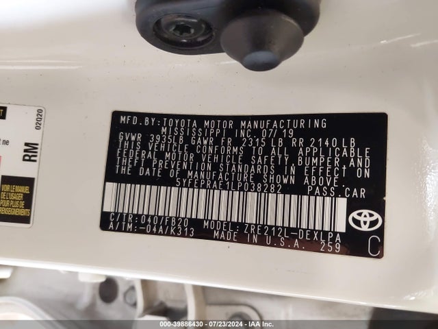 Toyota COROLLA LE 2020 5YFEPRAE1LP038282 Image 9