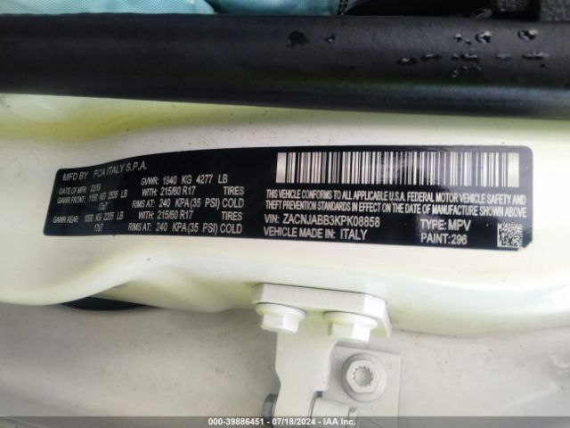 ZACNJABB3KPK08858 Jeep Renegade Latitude Fwd