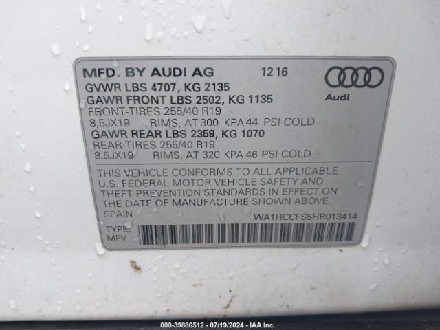 WA1HCCFS5HR013414 Audi Q3 2.0t Premium