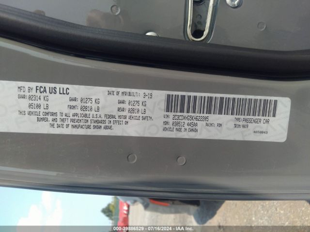 2C3CDXHG5KH622205 Dodge Charger Gt Rwd
