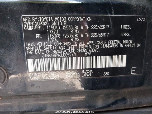 Toyota RAV4 LE 2020 JTMK1RFV6LD052730 Image 9