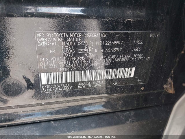Toyota Rav4 Xle 2019 JTMW1RFV9KD024842 Image 9