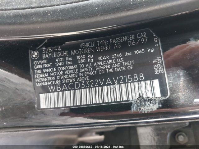 1997 BMW 328I WBACD3322VAV21588 Photo 8