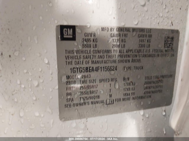 1GTG5BEA4F1156624 GMC CANYON SLE