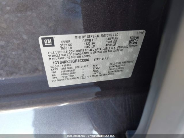 1GYS4KKJ3GR103394 Cadillac Escalade Esv Platinum
