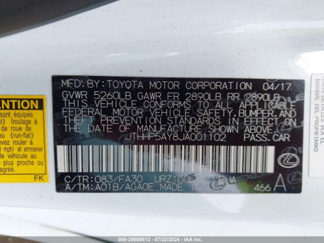 JTHHP5AY8JA001102 Lexus LC 500