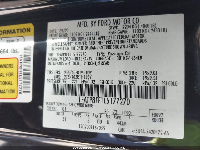 Ford Mustang Gt Premium 2020 1FATP8FF1L5177270 Image 9