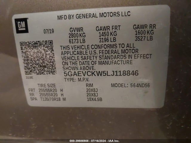 Buick Enclave Awd Avenir 2020 5GAEVCKW5LJ118846 Image 9