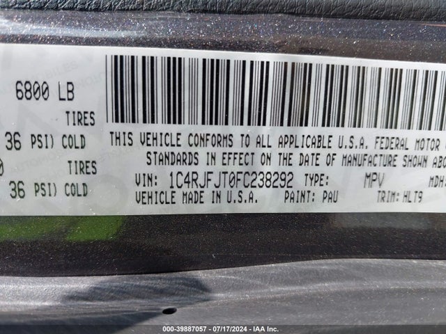 1C4RJFJT0FC238292 Jeep Grand Cherokee Summit