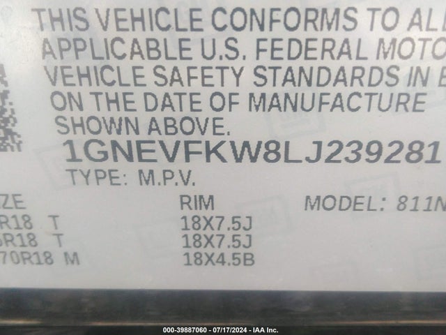Chevrolet Traverse Awd Ls 2020 1GNEVFKW8LJ239281 Image 9
