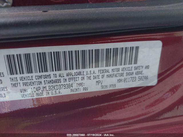 1C4PJMLB2KD379384 Jeep Cherokee Latitude Plus 4x4