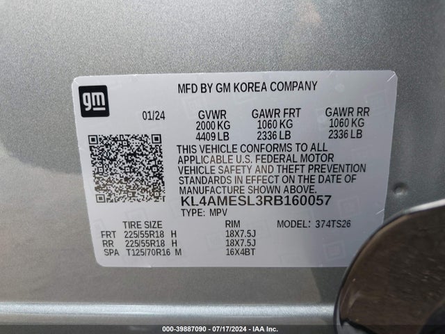 KL4AMESL3RB160057 Buick Encore Gx Sport Touring Awd