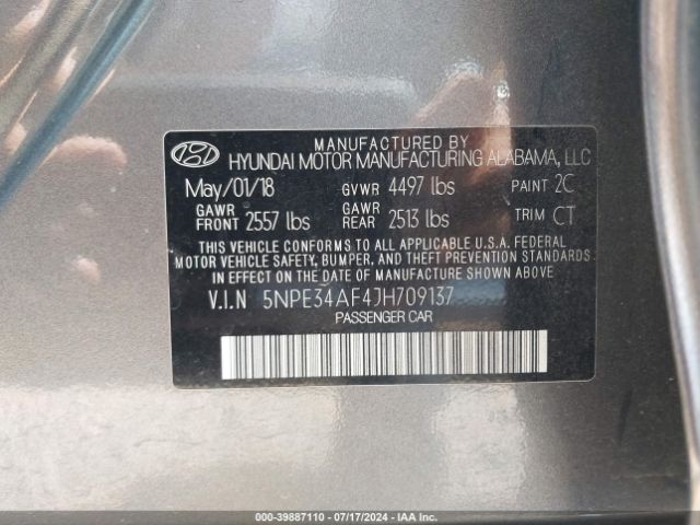 5NPE34AF4JH709137 Hyundai Sonata Sport+