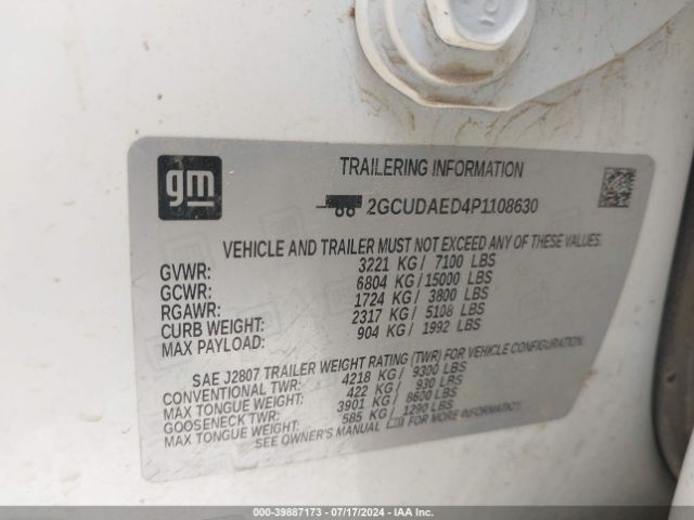 2GCUDAED4P1108630 Chevrolet Silverado 1500 4wd  Short Bed Wt