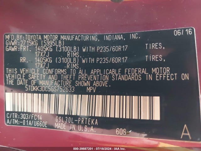 Toyota Sienna Le 8 Passenger 2016 5TDKK3DC5GS752633 Image 9