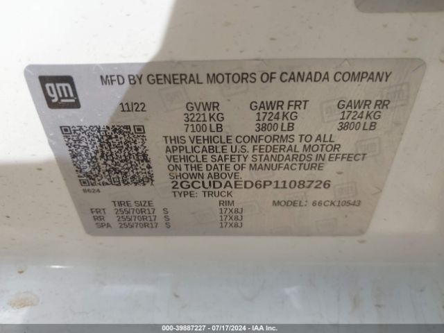 2GCUDAED6P1108726 Chevrolet Silverado 1500 4wd  Short Bed Wt